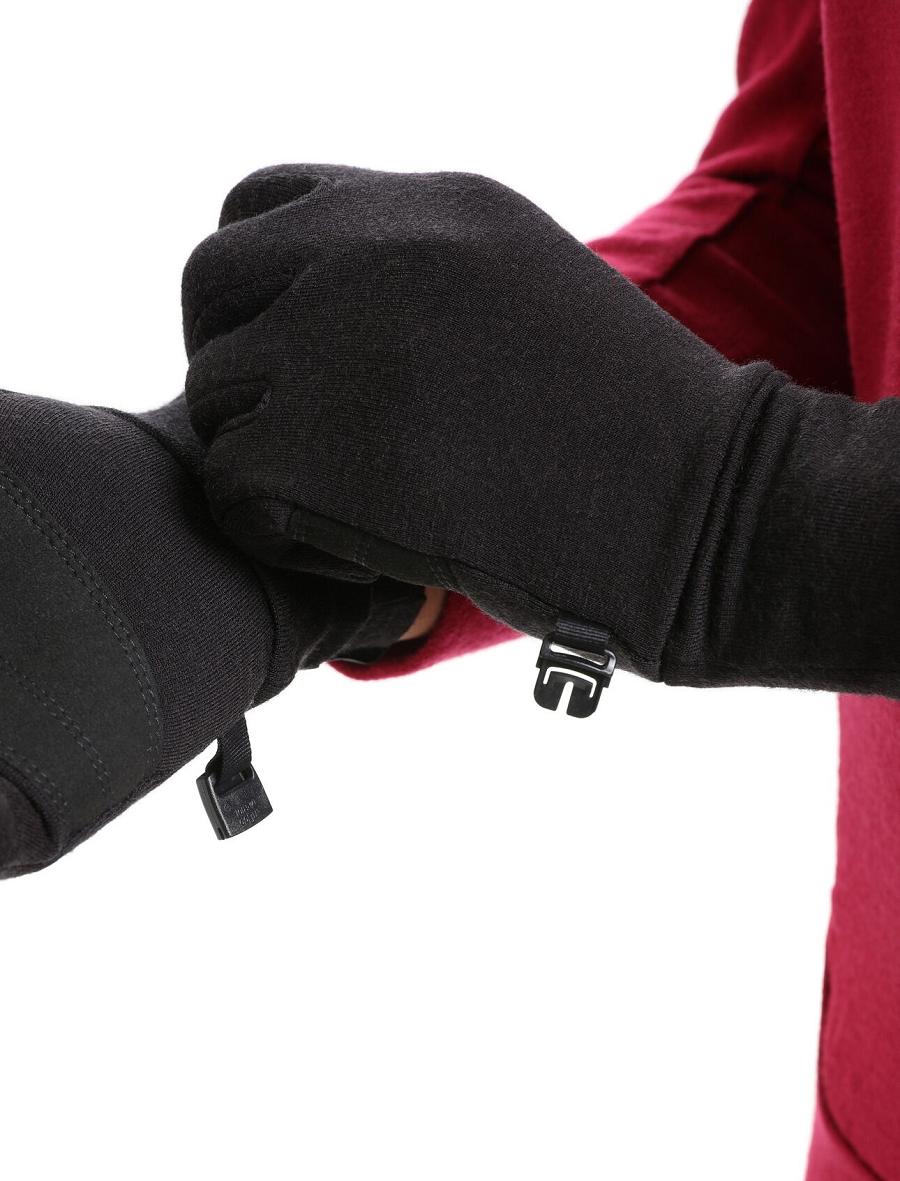 Men's Icebreaker Unisex RealFleece™ Merino Sierra Gloves Black | CA 1890GSOL